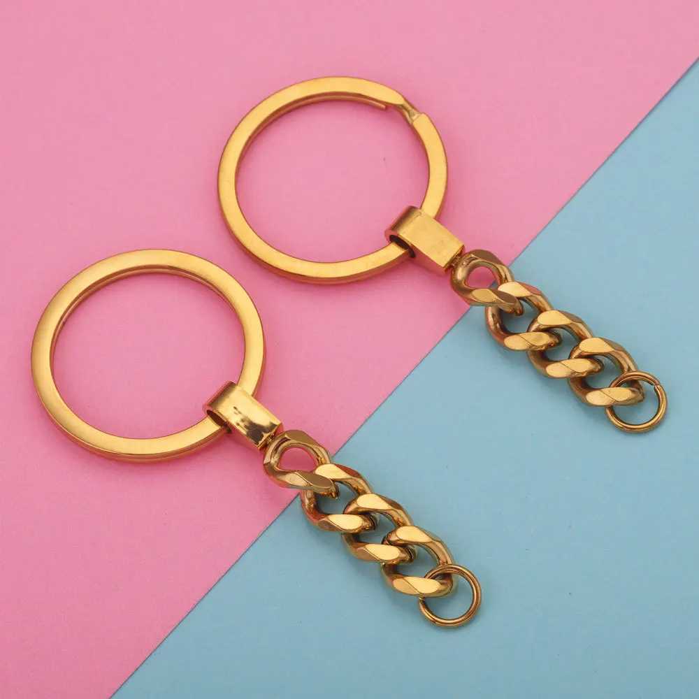4PCS Stainless Steel KeyRing Keychain Metal Split Ring With Short Chain Key Ring DIY Key Chains Accessories WholesaleX240919