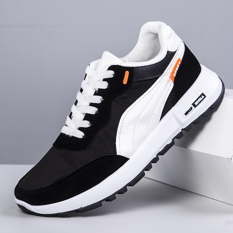 Spring Sneakers for Men Male Shoes Fashion Light Casual Shoes White Black Sneakers Tennis Breathable Walking Men Flats Black 824