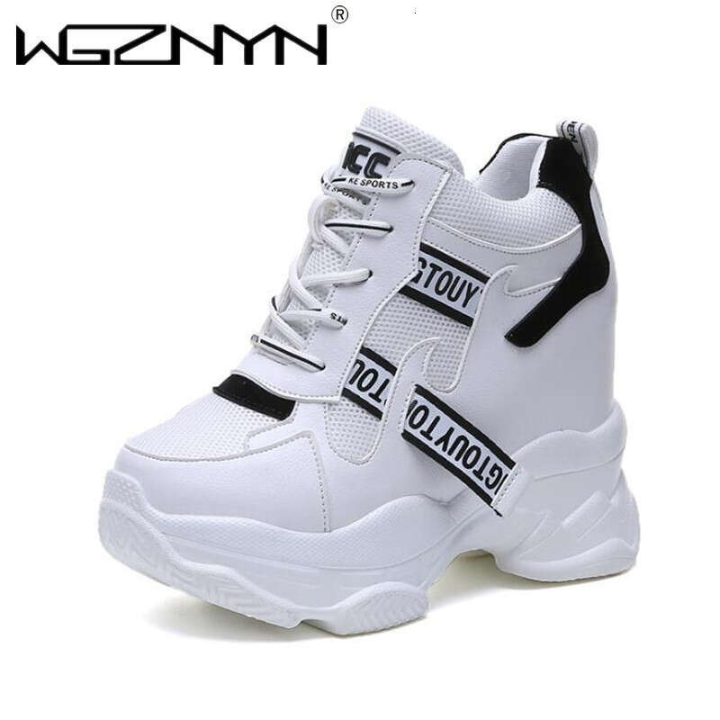 Brand White Trendy High Top Sneakers Women Platform Ankle Boots Basket Femme Chaussures Femmes Height Increase Shoes