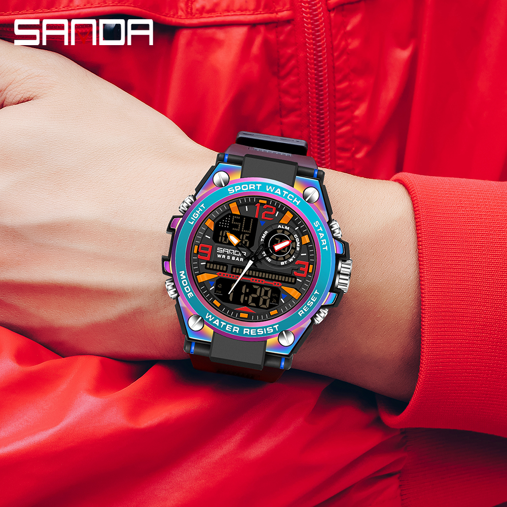 SANDA G Style Men Digital Watch Military Sports Watches 50M Waterproof Electronic Wristwatch Mens Clock Relogio Masculino 739 02