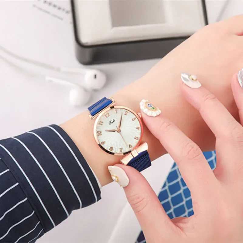Fashion Women Watches 6pcs Set Elegant Female Wristwatches Magnetic Mesh Band Rose Woman Watch Bracelet montre femme reloj mujerX240920
