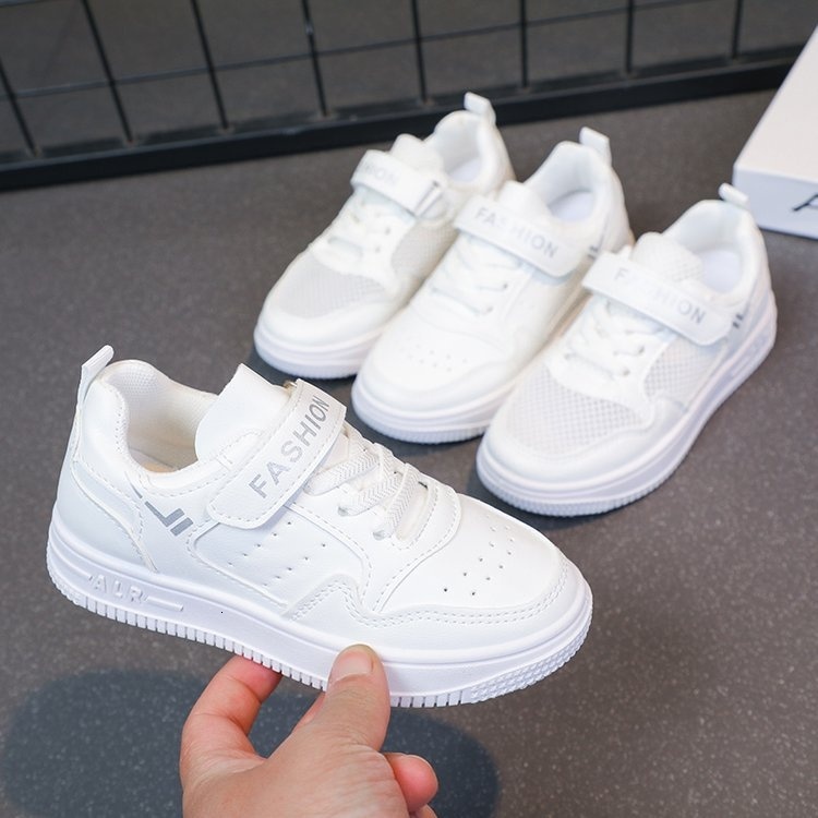 Children's Little White Girls' Flat Casual Sports Boys' Mesh Breathable Running Shoes, Board Shoes