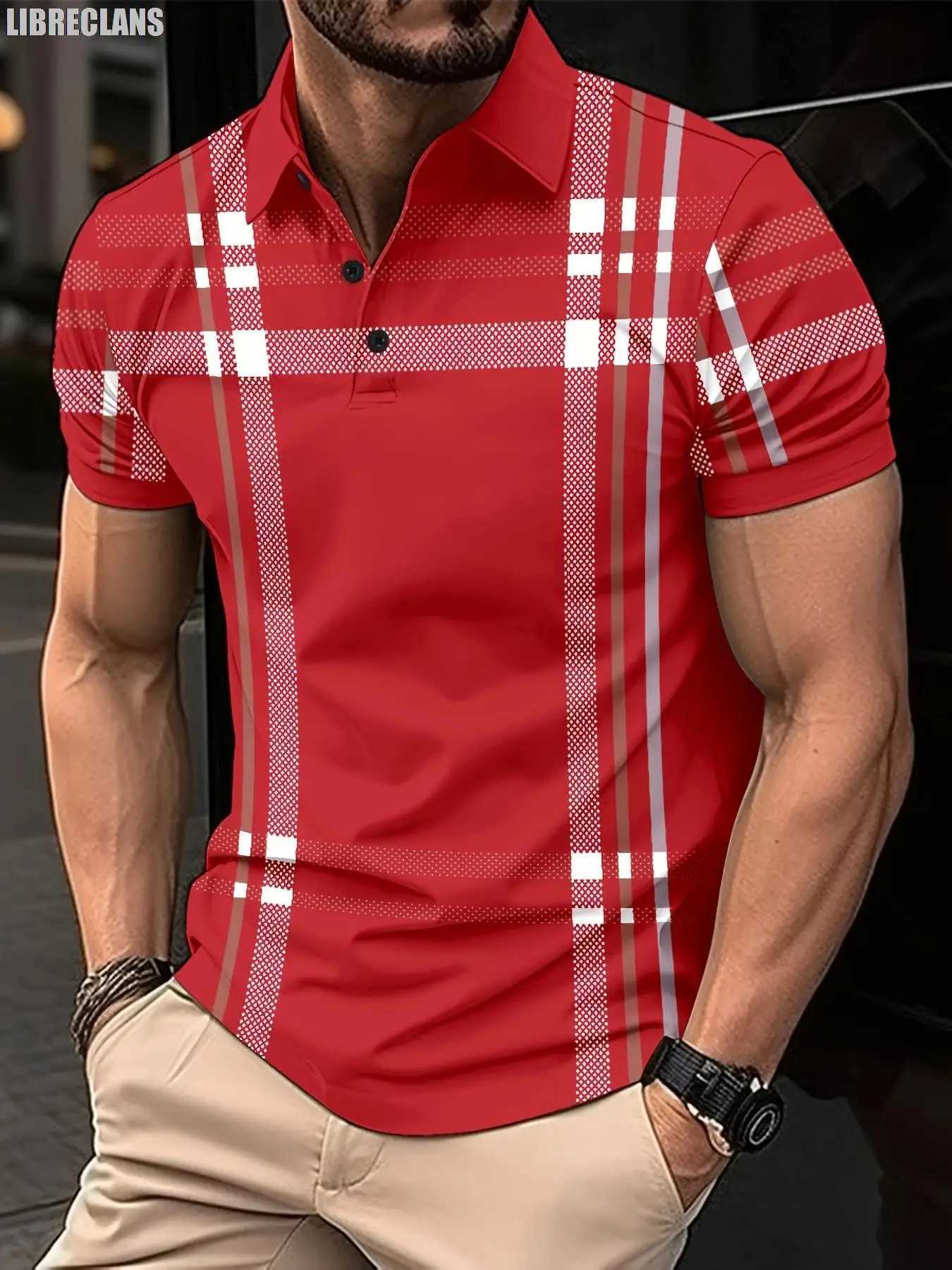 Striped Plaid Printed Mens POLO Shirt 2023 Summer New Mens Top Plus Size Casual Comfort Versatile Short Sleeves for ShoppingX240920