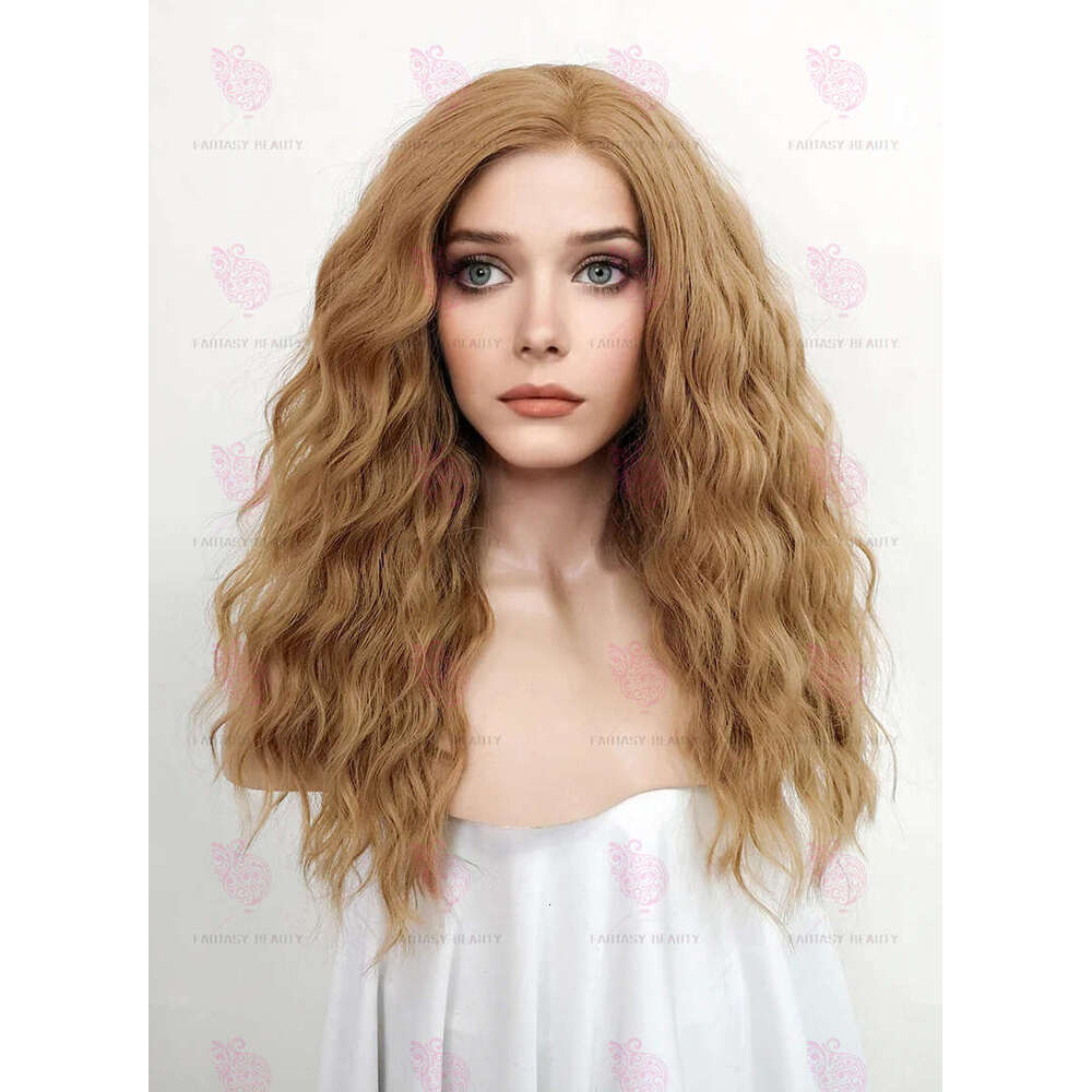 Honey Blonde Golden Curly Synthetic Hair Lace Front For Woman With Babyhair Soft Heat Resistant Fiber Daily Wigs Cosplay