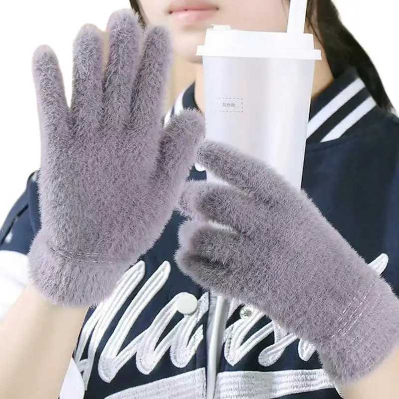 Sports Gloves Knitted Womens Winter Bicycle Gloves Waterproof Stretching Warm Knitted Elastic Cuffs Cold Weather Stretching Ski Gloves H240920