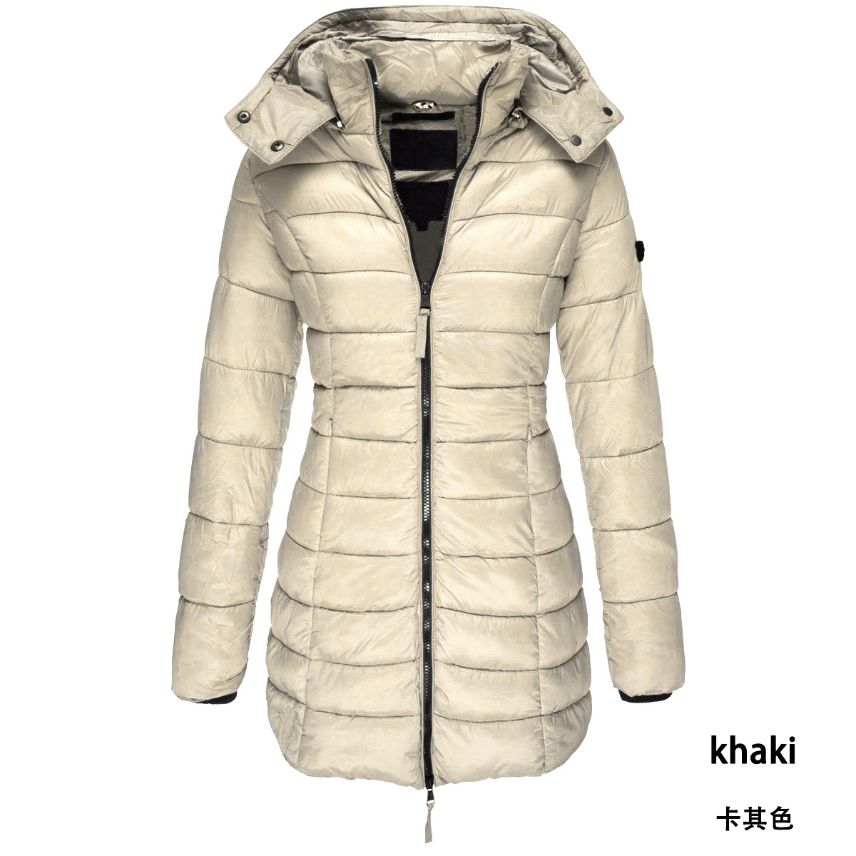 Women Down Jacket Winter Thicken Warm Women Parkas Zippers Solid Overcoat Casual Long Sleeve Padded Puffer Jacket Female Mid-Length Slim Coat Top