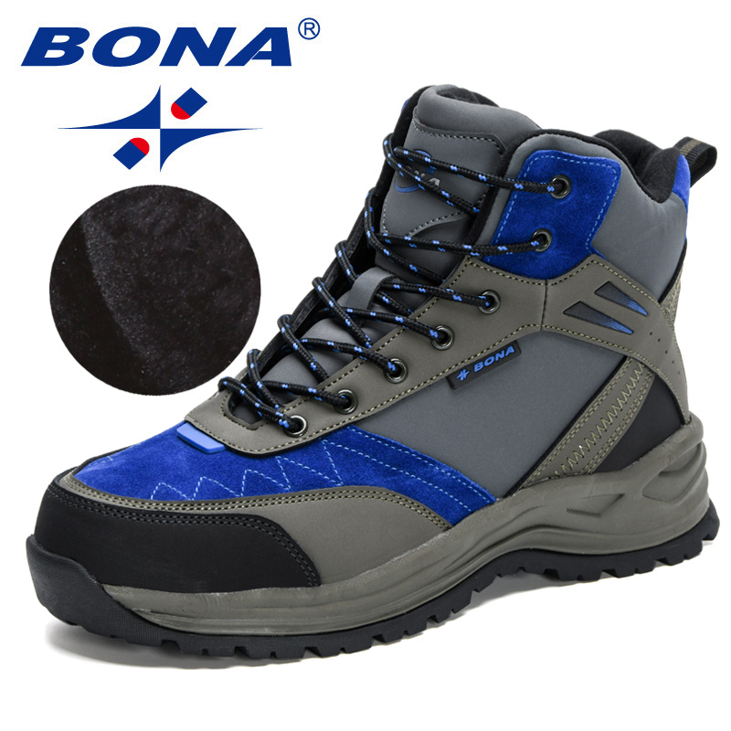 BONA 2024 New Designers Action Leather Climbing & Fishing Men Outdoor Shoes Man New High Top Winter Boots Plush Comfy ad48