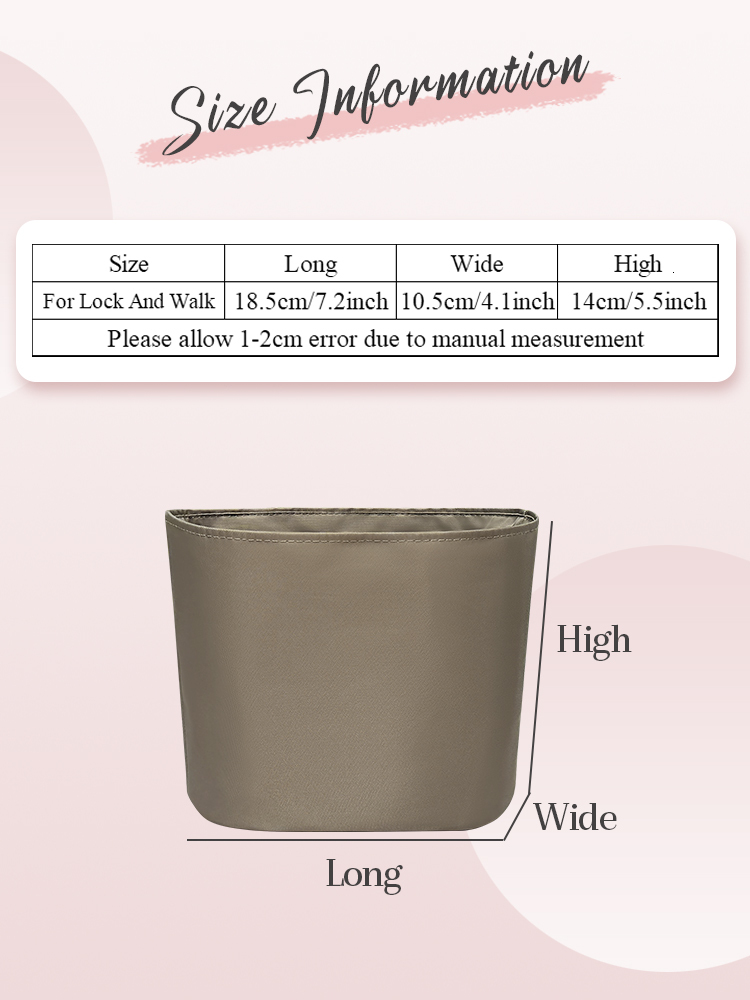 Nylon Purse Organizer Insert, Zipper Inside Storage Fit For Lock And Walk Bucket Drawstring Inner Er In Bag