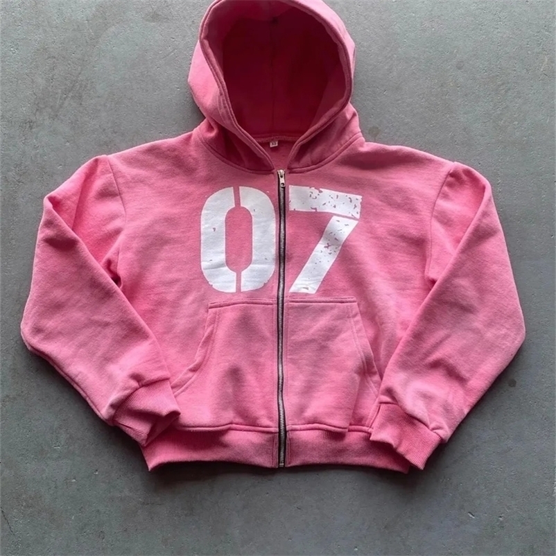 Streetwear Y2K Casual Baggy Sweatpants Drawstring Sports Pants Zipper Cardigan Fashion Digital Print Hooded Men Women Street Set y240919