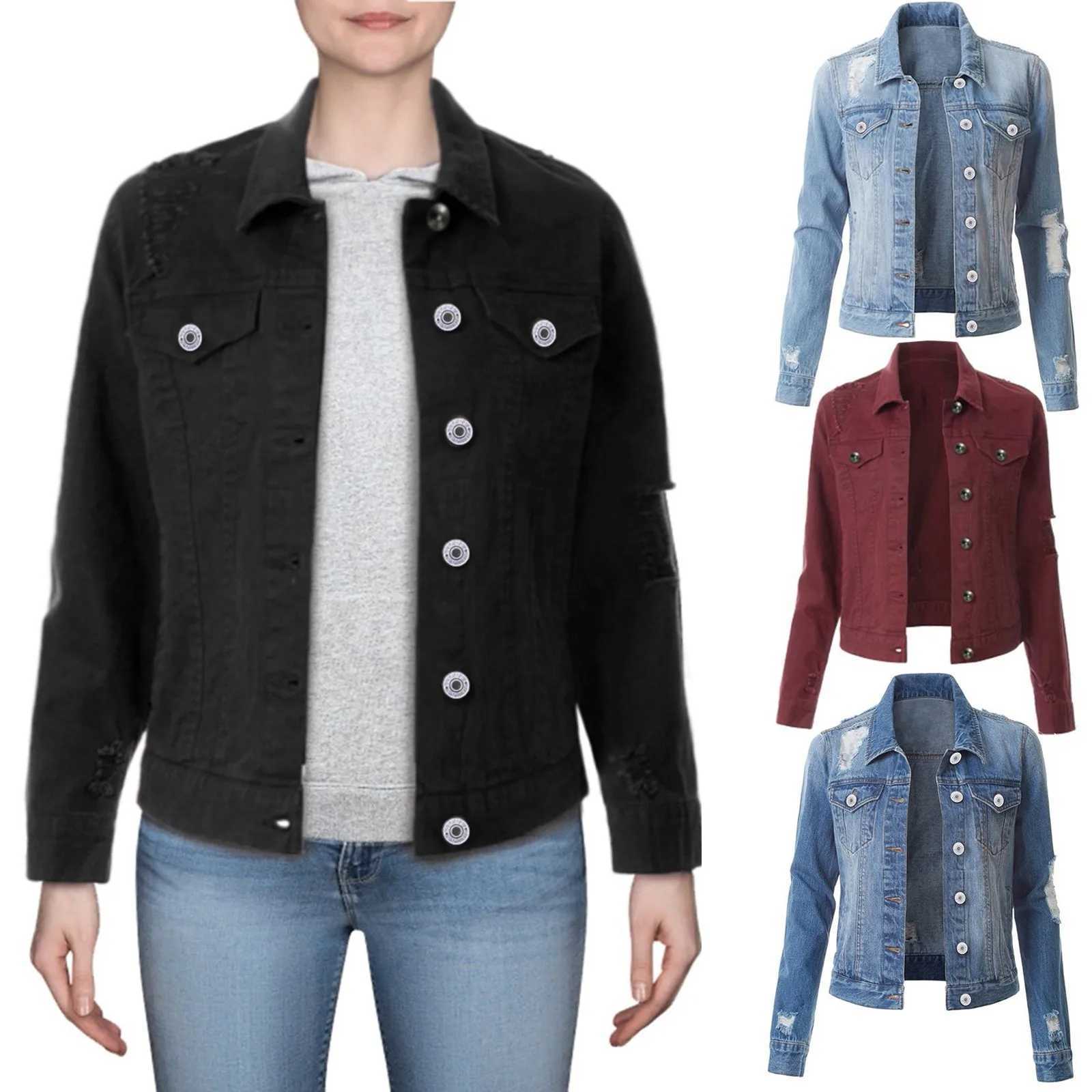Denim Jean Women Fashion Outwear Overcoat Jacket Casual Fashion Solid Color Bead Coat With Pocket Plus Size Clothes For WomenX240920