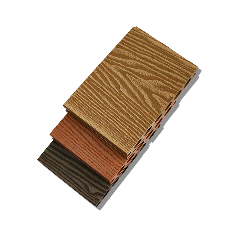 3D embossed plastic wood flooring outdoor terrace wood plastic flooring outdoor anti-corrosion flooring courtyard garden board round hole