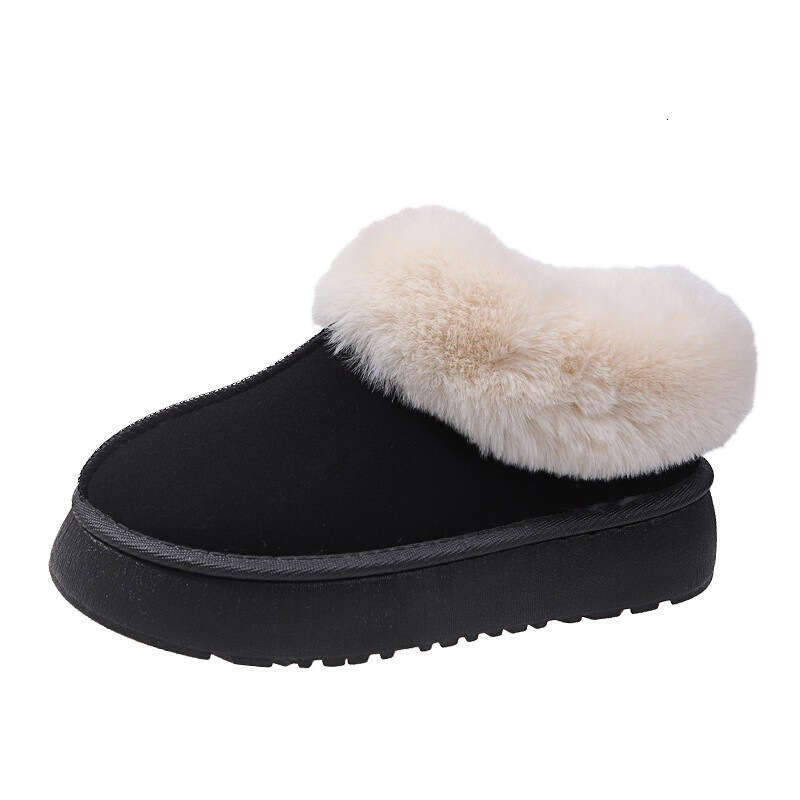 2024 New Plus Size Snow Boots For Lazy People, Solid Color Warmth, Versatile Women's Cotton Shoes, Height Increasing Thick Soled Women