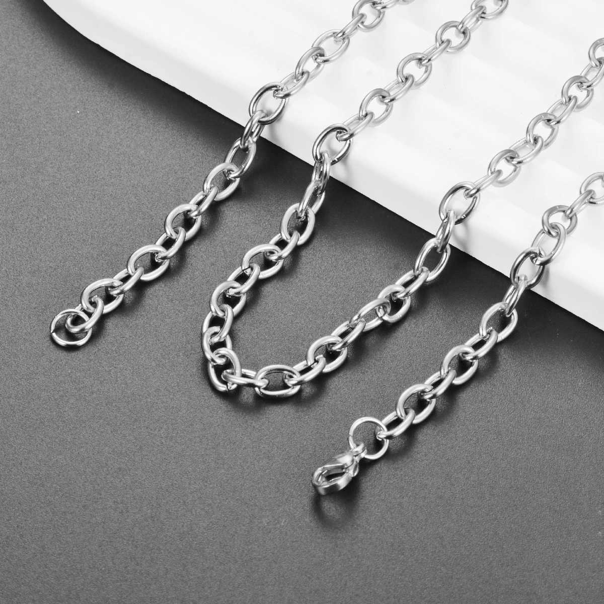Wholesale 1Pc Width 1.5mm-6mm Stainless Steel Cross O Bulk Chain Necklace For Women Men DIY Jewelry Bracelet NecklaceX240919