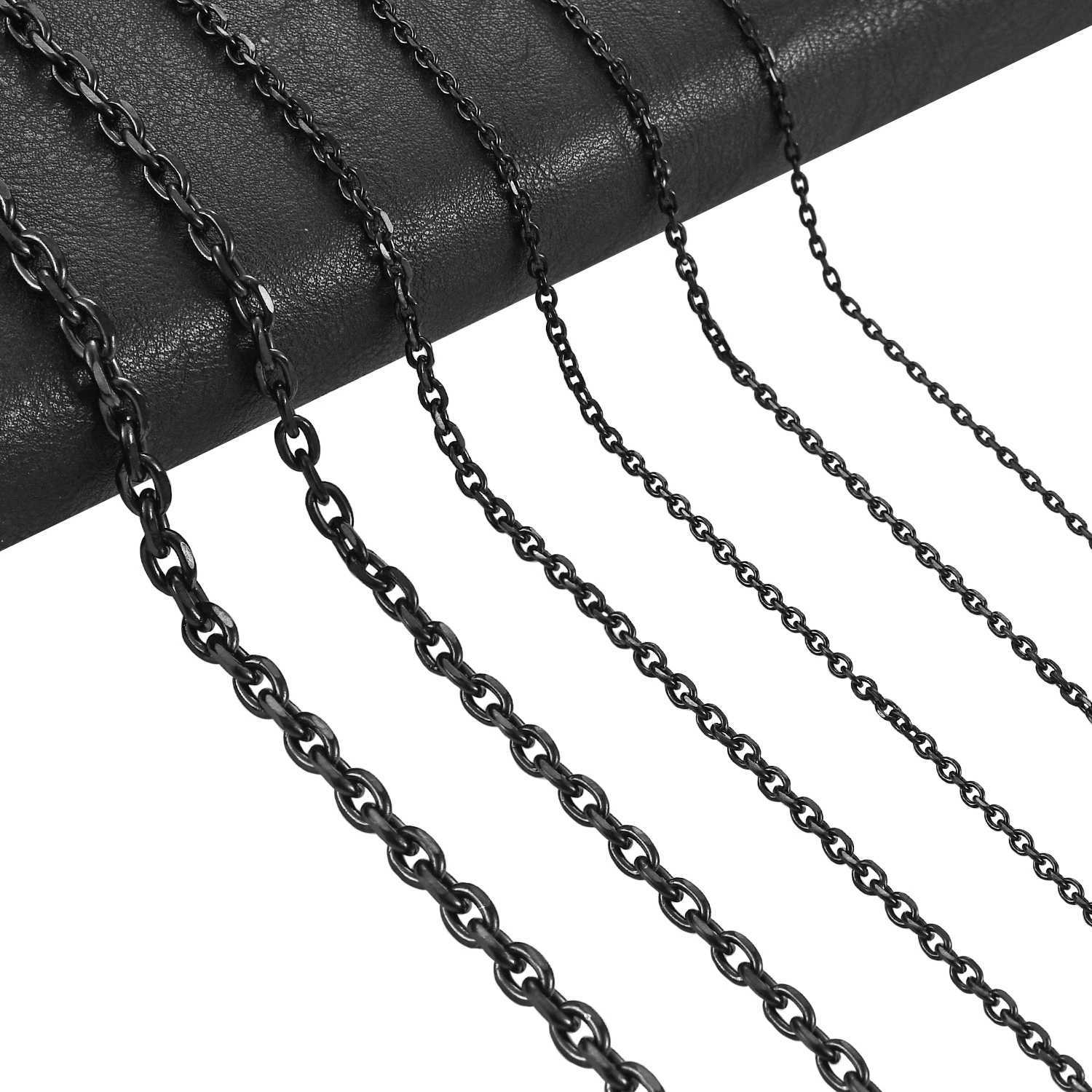 Stainless Steel O Chain for Men Women Rolo Necklace for Pendant Black Color Plated Cable Link Jewelry Accessories GiftX240919