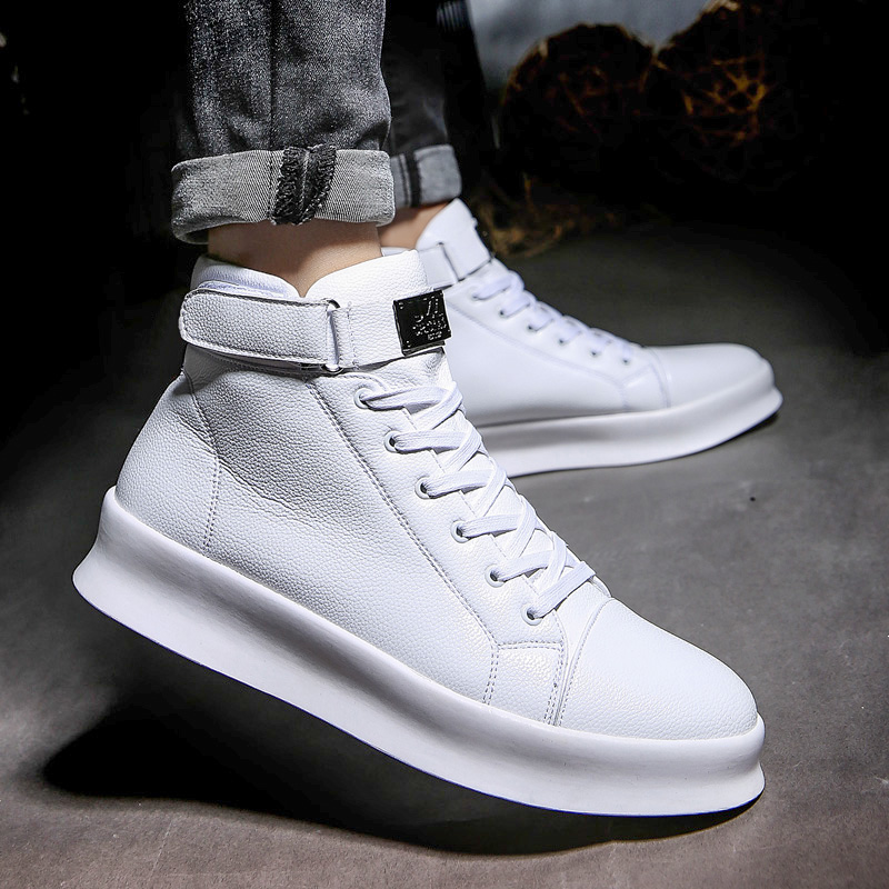 Red Leather High Top Skateboarding Sneakers Men 2024