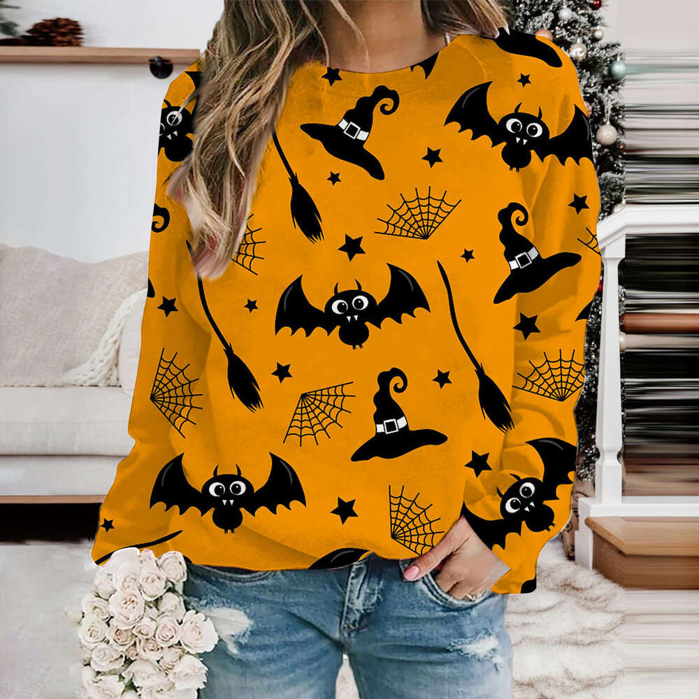 Hallowmas 2024 New Halloween Party Pumpkin Bat 3D Digital Printed Hoodie for Women Round Jackets Designer Women Jacket Women Undefined Defined Jacket 