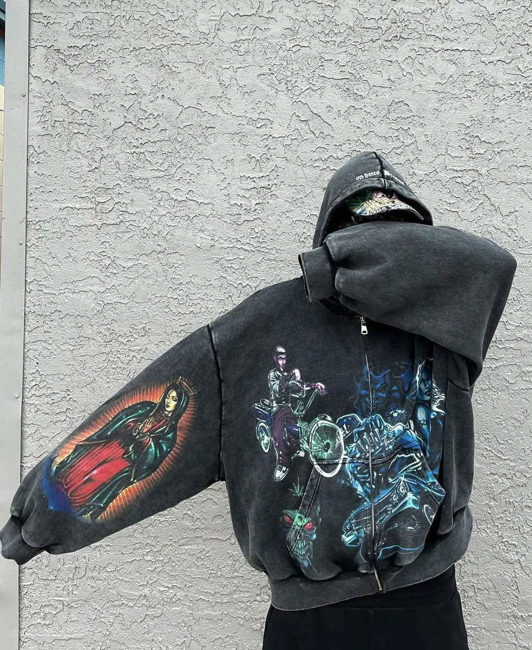 Harajuku HUSTL3RS DIARY Oversized Zip Up Hoodie Streetwear Tops Sweatshirt Y2k Clothes Grunge Hoodies Women Men Clothing 240911