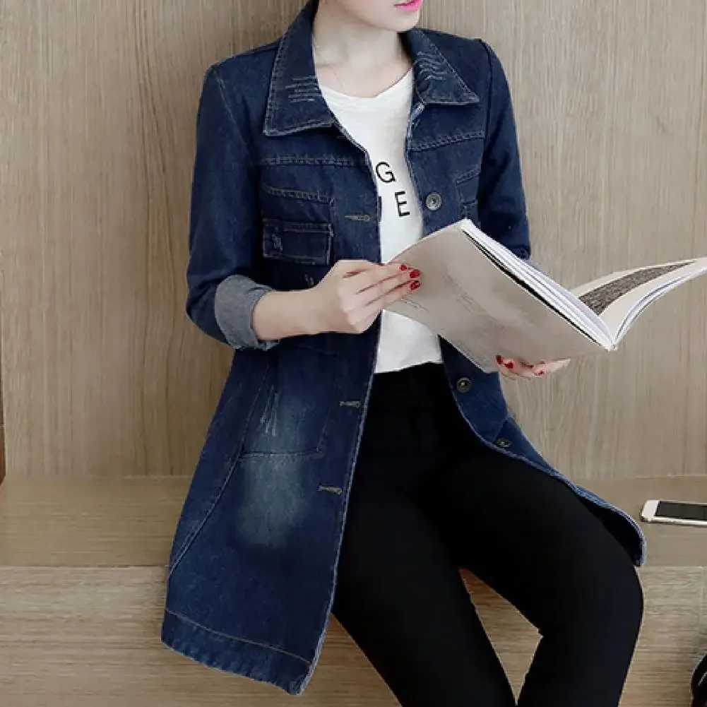 Trending Products Large Size Trench Coat Women Outerwear Denim Jacket Embroidery Autumn Clothing Fashion 2023X240920
