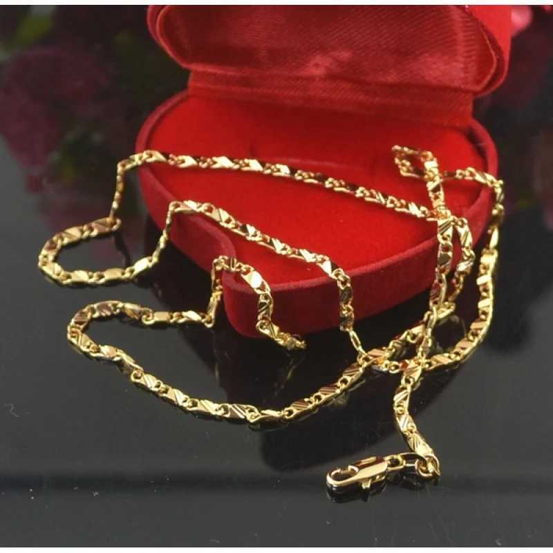 Exquisite 18K Genuine Gold Filled Golden Necklace Chain Blade Chain Necklace 16inch 3MM 16 to 30X240919