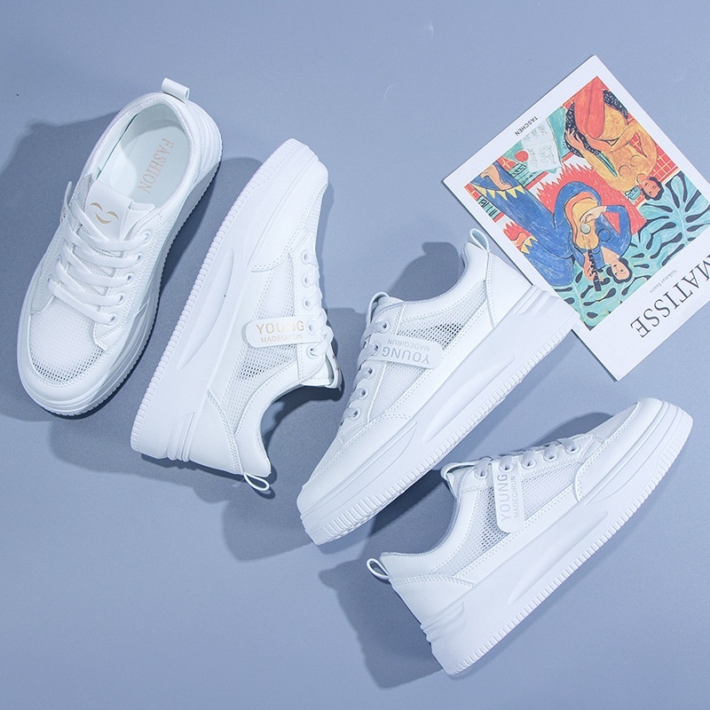 Little 2023 Summer New Versatile Student Breathable Mesh White Fashionable Instagram Fashion Casual Board Shoes Female