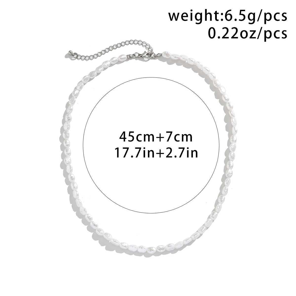 Salircon Simple Baroque Imitation Pearl Chain Choker Necklace Elegant Temperament Beaded Necklace Womens Wedding Party JewelryX240919