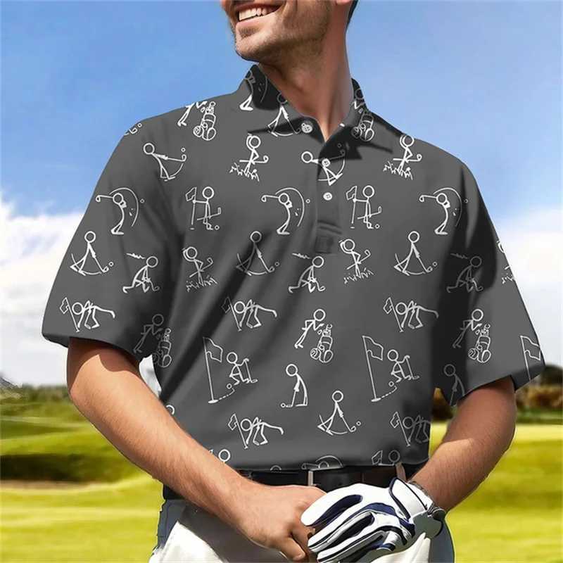 New Golf Harajuku Polo Collar Short sleeved Sweatshirt Mens Polo Shirt Summer Comfortable and Breathable Casual Street ClothingX240920