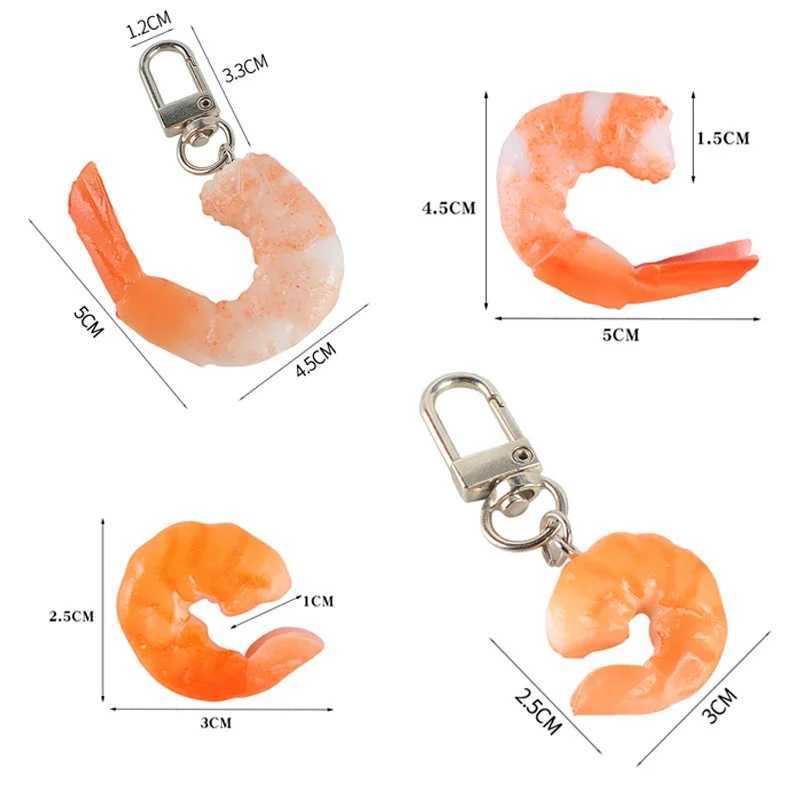 Silicone Simulation Shrimp Food Keychains Keyring for Women Men Gift Statement Unique Creative Bag Car Key Airpods Box JewelryX240919
