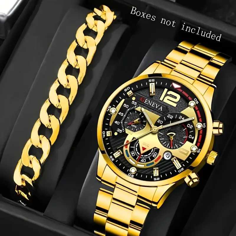 2 pieces round fashionable quartz watches + simple and exquisite bracelets for women menX240920