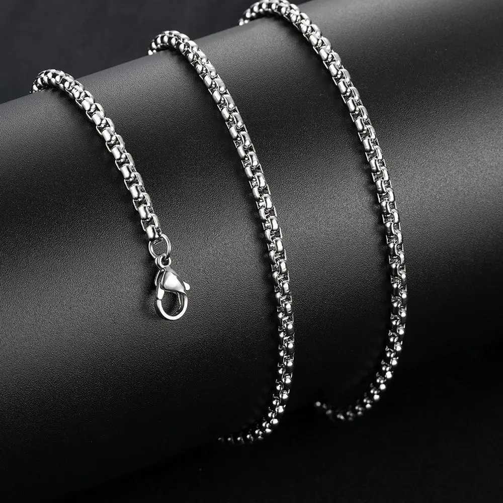 Wholesale Price Width 2MM Stainless Steel Square Pearl Chain Necklace Fit Pendant For Men and Women Fashion Party Gift JewelryX240919