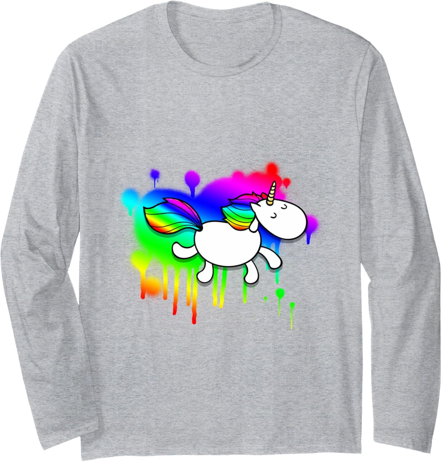 Long Sleeve Shirts for Men sweatshirt Magical Happy Unicorn Funny Cute Lovely Colorful Long Sleeve Tee Streetwear Casual tops clothes
