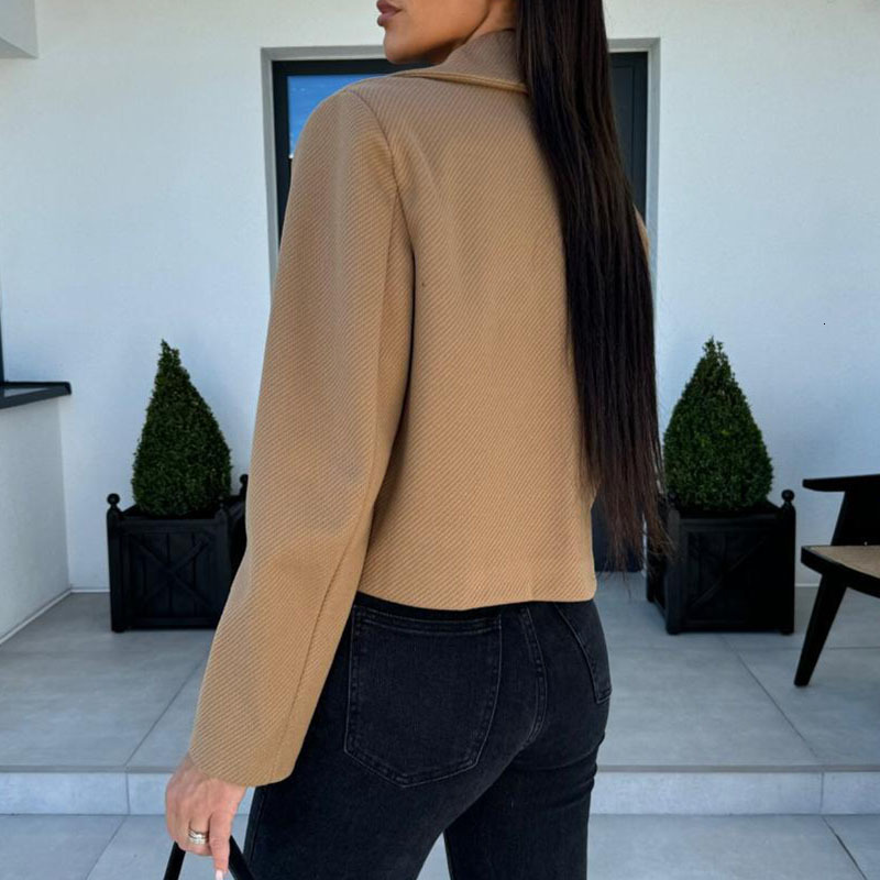 Fall Lapel Neck Bottom Button Women's Coat Elegant Solid Pocket Wool Top Outerwears Winter Long Sleeve Commuter Jackets Cardigan