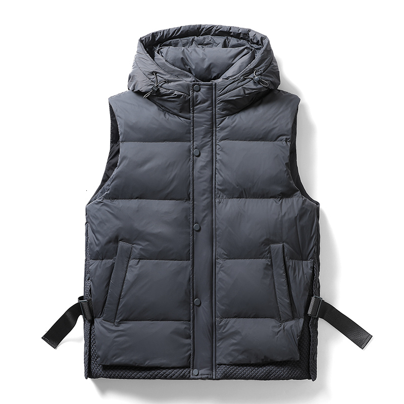 Brand Sleeveless Down Jacket Winter New Warm Thick Windproof Vest Coat Men Hooded Casual High Quality Waistcoat Man