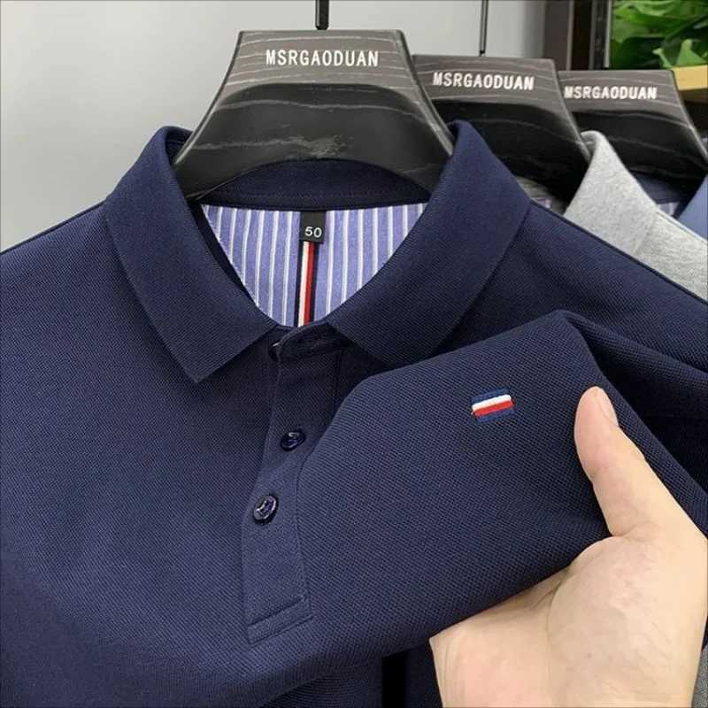 Mens pure cotton short sleeved polo shirt summer lapel Paul T-shirt casual mens T-shirt half sleevedX240920