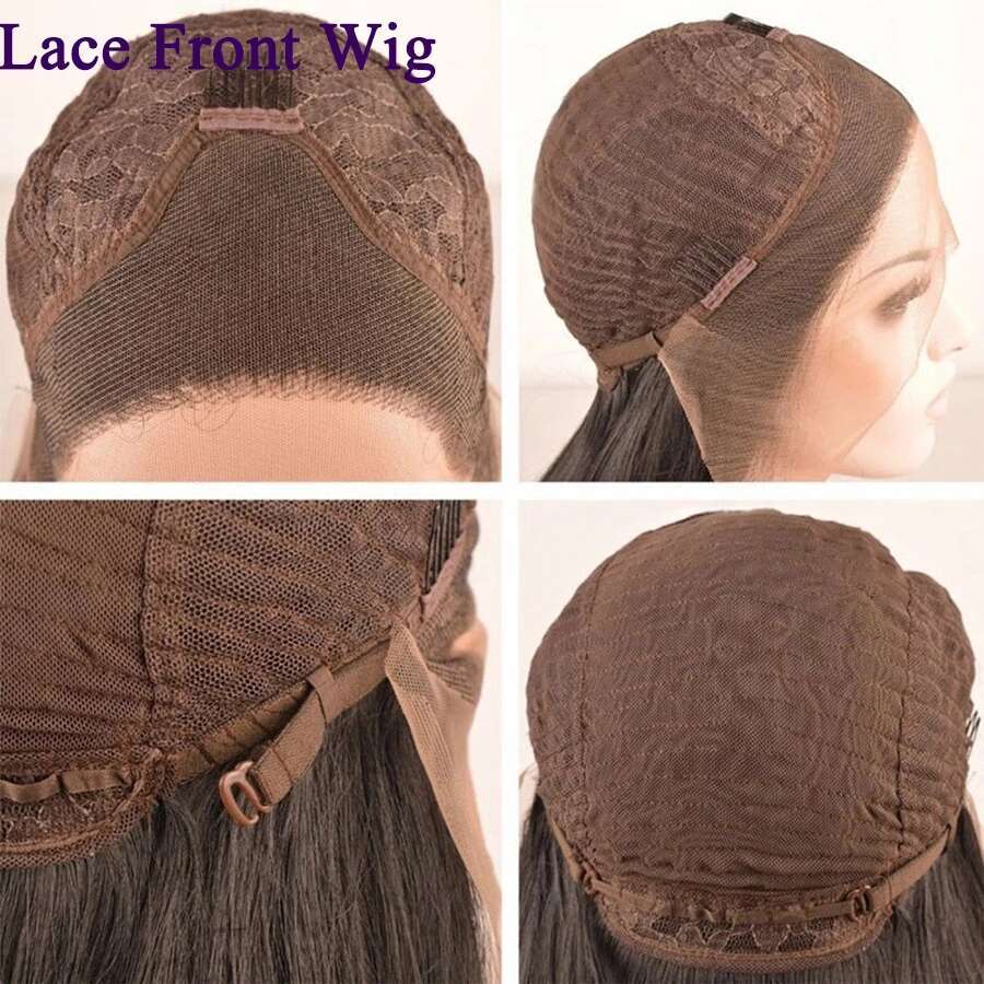 Dark Brown Blonde Synthetic Hair Long Wavy Pre Plucked 13X4 Lace Front For Black Women Glueless 180Density Daily Wear Wigs