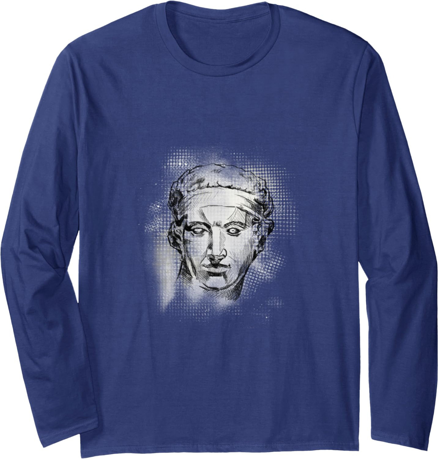 Long Sleeve Shirts for Men sweatshirt Portrait sketch of mans statue sculpture head Long Sleeve Tee Streetwear Casual tops clothes