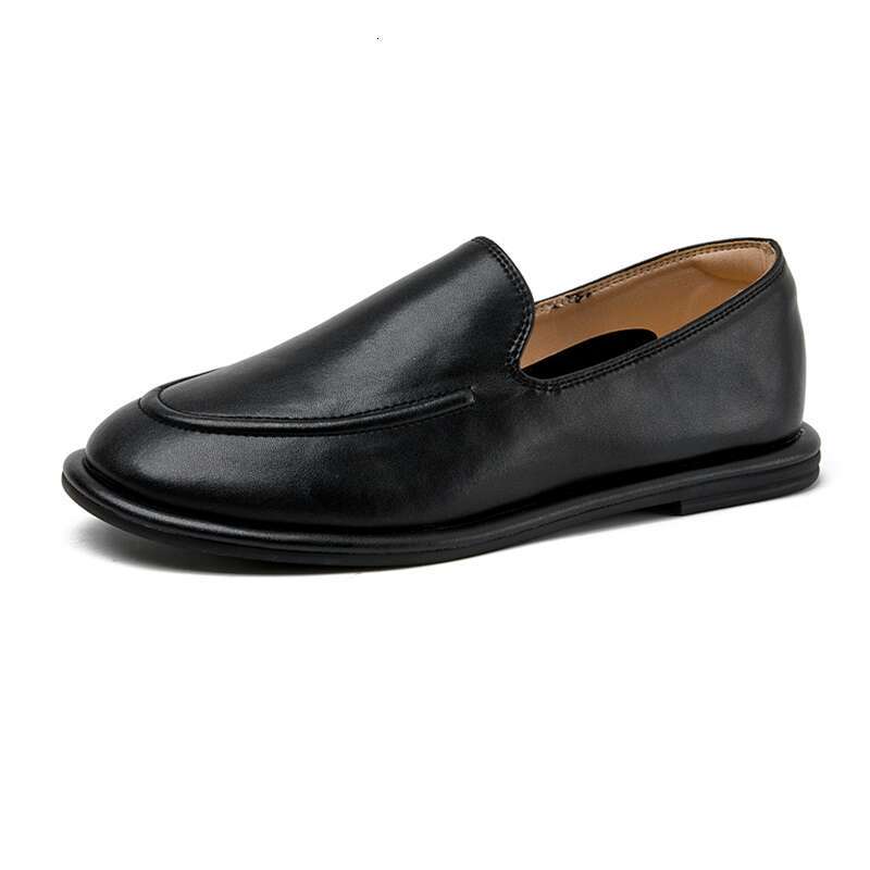 Loafers New Spring Round Toe One Foot Slip-on Genuine Leather Soft Flats Shoes Women