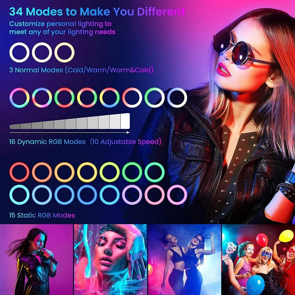 10 inch RGB selfie ring light tripod LED fill light pography ring light phone holder circular light tripod streaming media YouTobe 240909