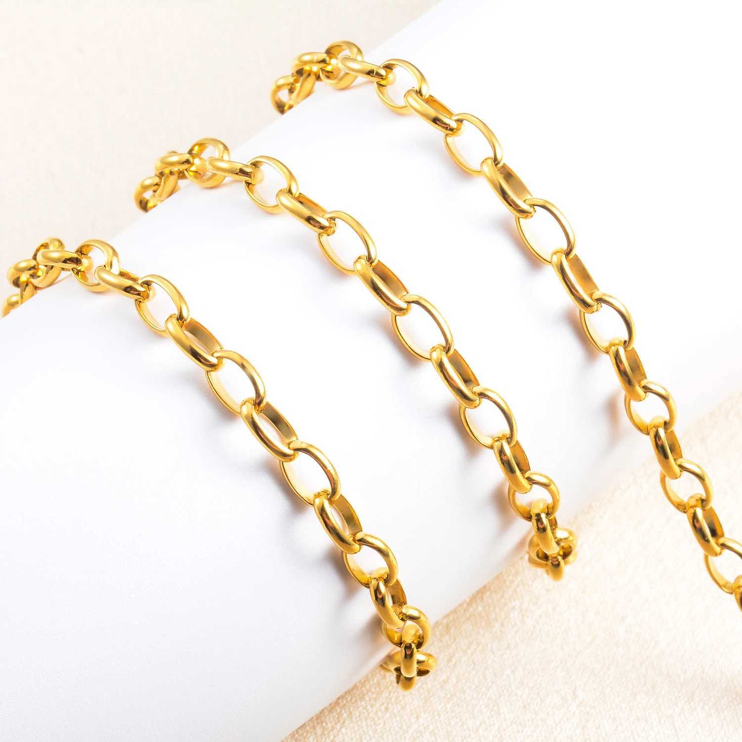 Stainless Steel Oval Unique Choker O Link Chain Long Necklace Gold Color Hip Hop For Women Mens Jewelry Gift Can Be CustomizedX240919