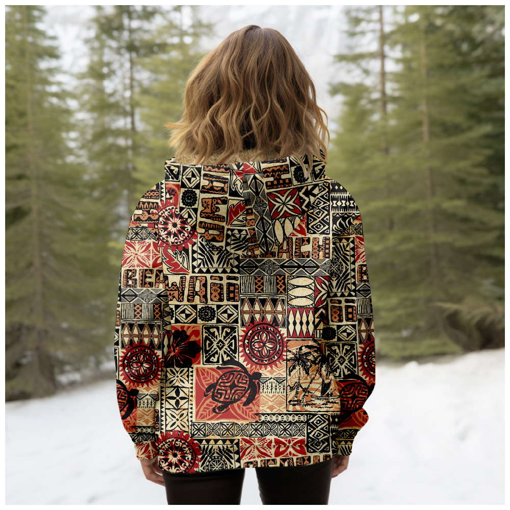 Girls' Casual Hooded Parka with Fashionable Print, Thick Warm Fleece Jacket for Winter