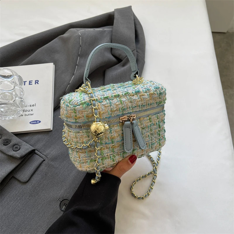 Fashion Plaid Print Tweed Crossbody for Women Casual Versatile Female Shopping Chain Shoulder Pack Large Capacity Handle Bag 240913 470f 4