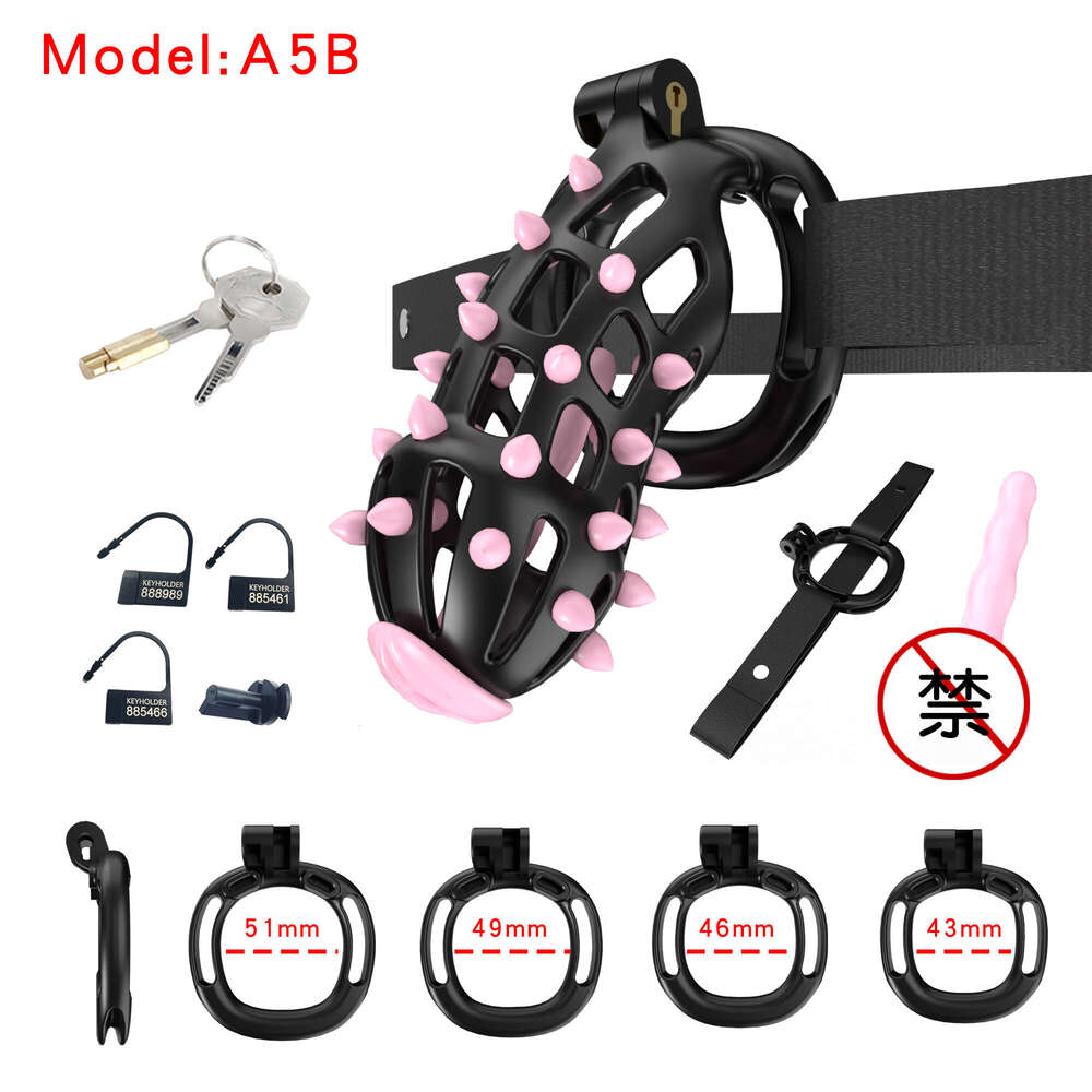 New resin Wearable chastity cage high end Black cock cage with catheter number pin lock light long term wear