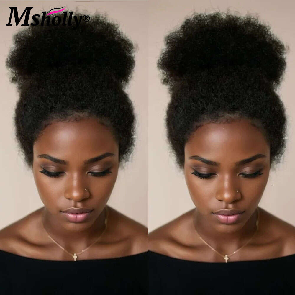 Afro Curly Wigs For Black Women 180% Density Brazilian Remy With Bleached Knots 13x4 Lace Frontal Wig Human Hair