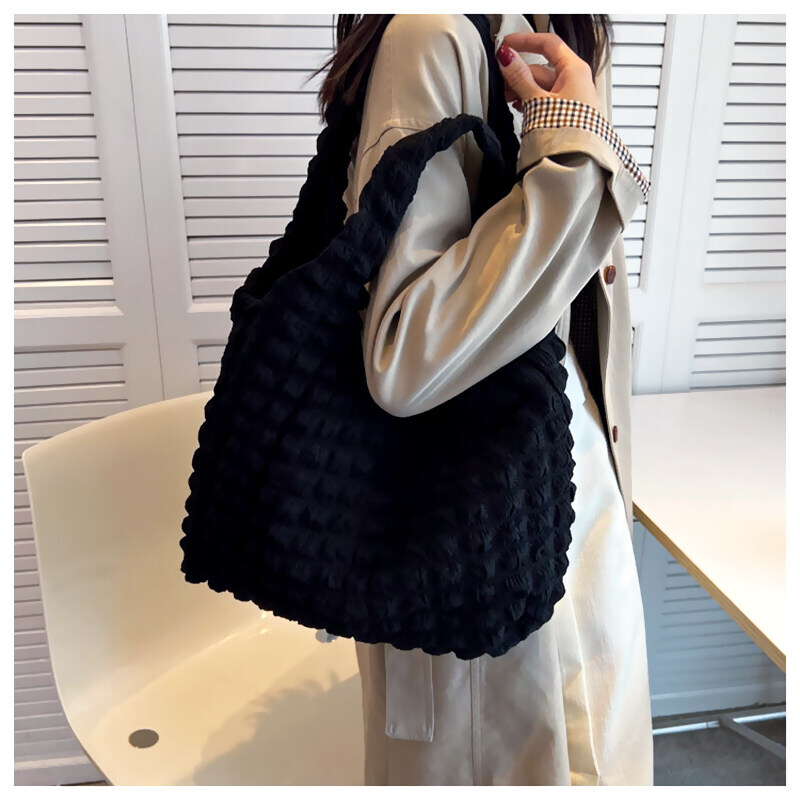 Women Fashion Quilted Shoulder Trendy 2023 Bubble Fabric Cloud Korea girls Tote Cos Bag