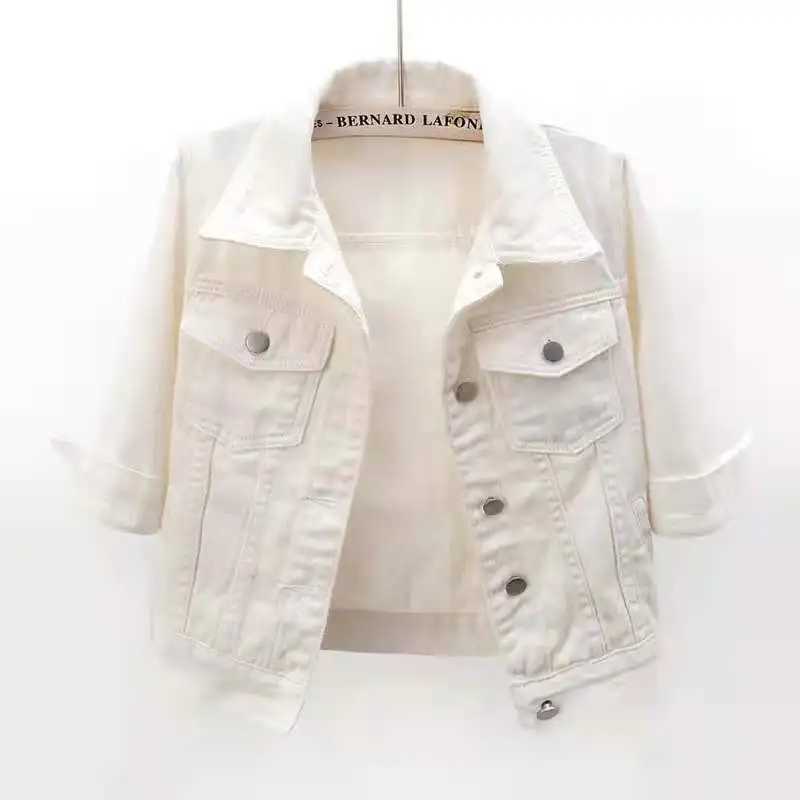 Denim Jacket Women 2023 Three Quarter Sleeves Jean Jacket Woman Comfortable Denim Coat Chaqueta Vaquera Mujer Veste Jeans FemmeX240920