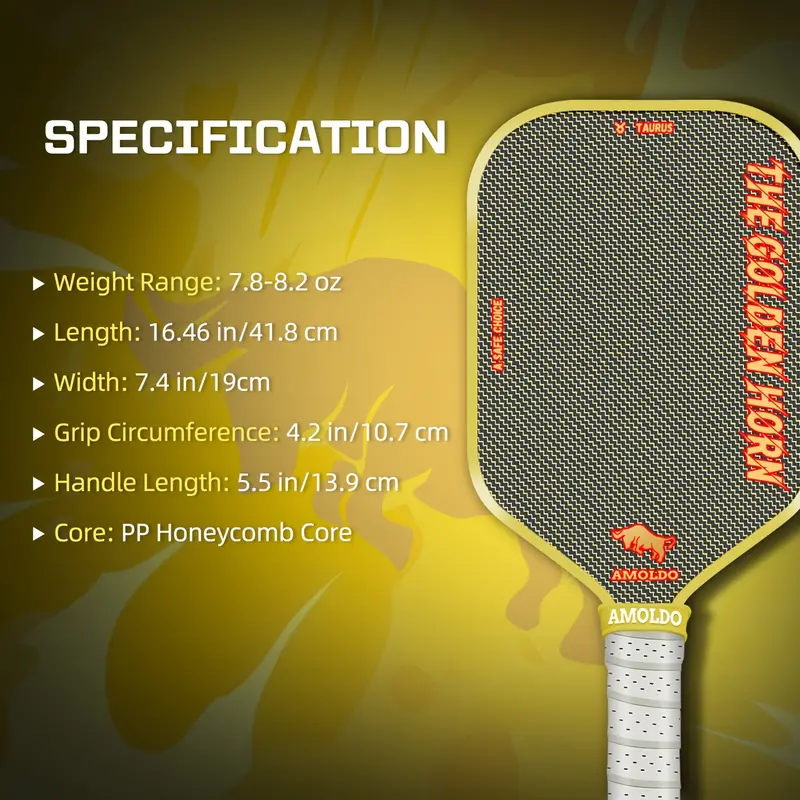 AMOLDO Thermoformed Titanium Pickleball Paddle T800 Carbon Fiber Pickleball Paddle Power and Control 16mm Core Professional racket