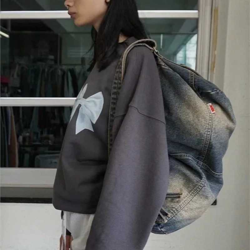 CMM Vintage Y2k Denim Bag Women Retro Sweet Cool Large Capacity Casual Handbag Purse Ladies Harajuku Aesthetic Underarm 240920