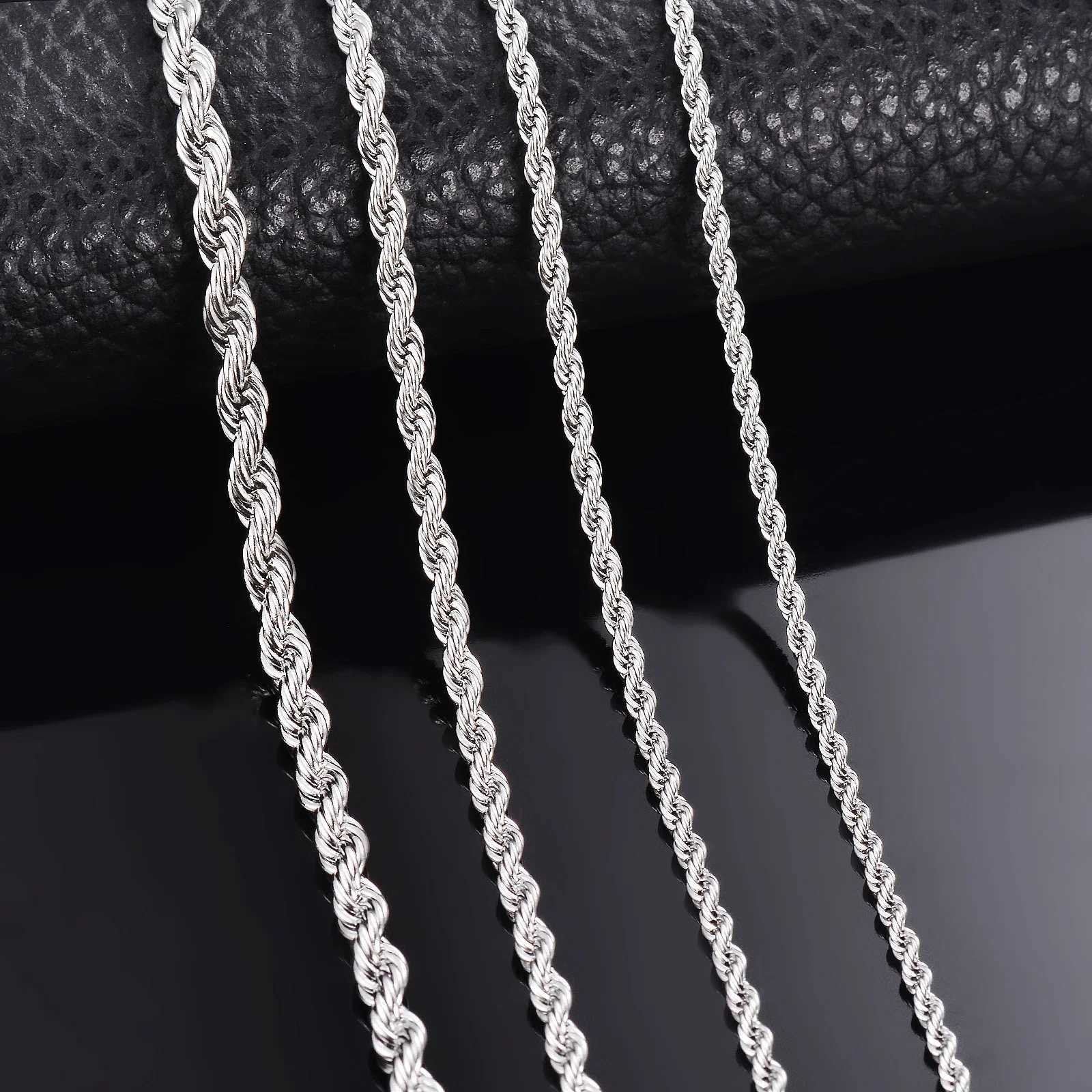 1 piece 925 sterling silver Width 2mm/3mm/4mm Rope Chain Necklace/Bracelet For Men Women Man Fashion Chain NecklaceXJ241123
