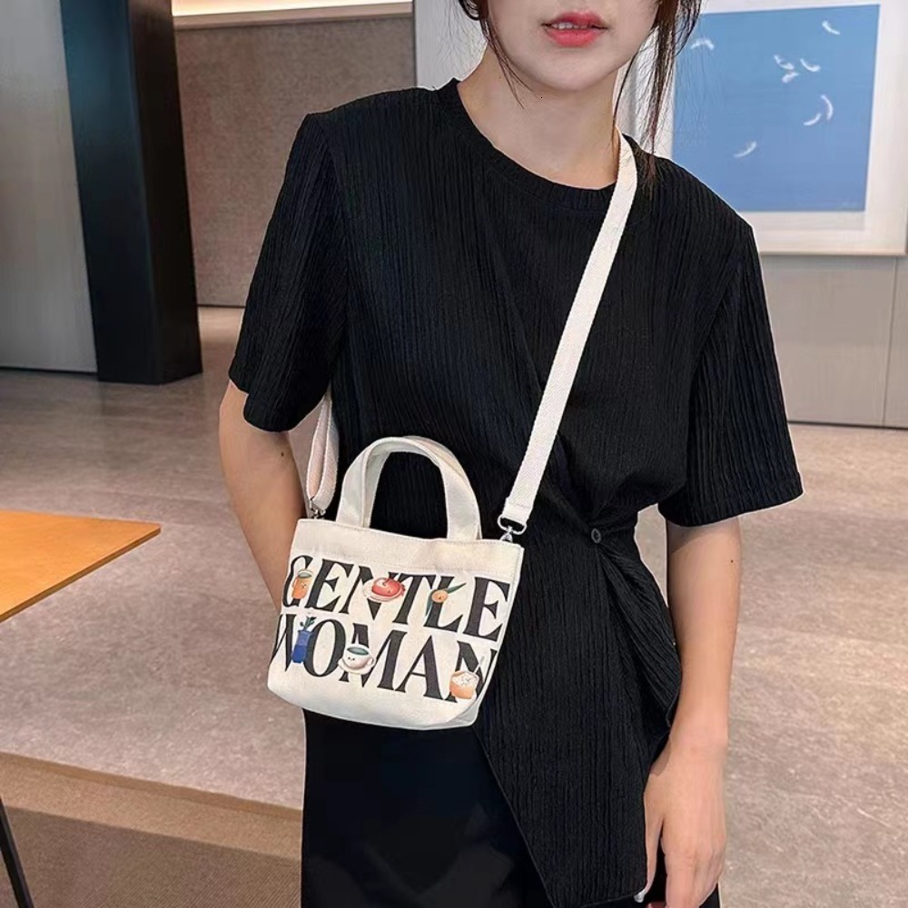 2024 Large Capacity Shoulder Canvas Letter Printing Crossbody Fashion Tote Bags Birthday Gifts