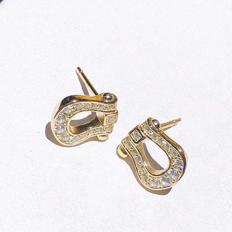 Huitan Fancy U-shaped earrings for women Paved crystal cubic zirconia modern women earrings for daily wear modern fashion jewelry W240919