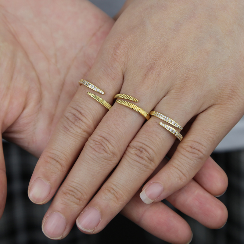 Gold Open Finger Rings Micro Pave Bg Cubic Zirconia | Bride Wedding Jewelry Gifts